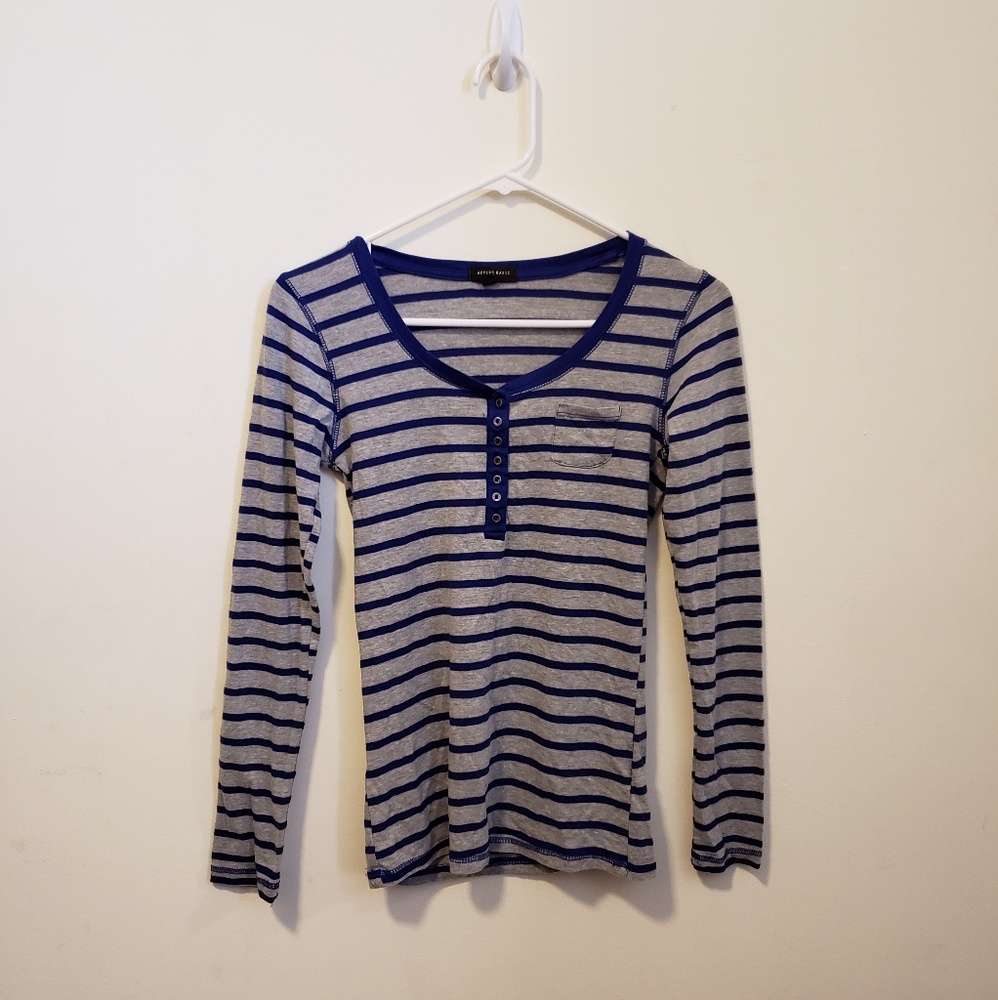 Blue and Grey Striped Long Sleeve
